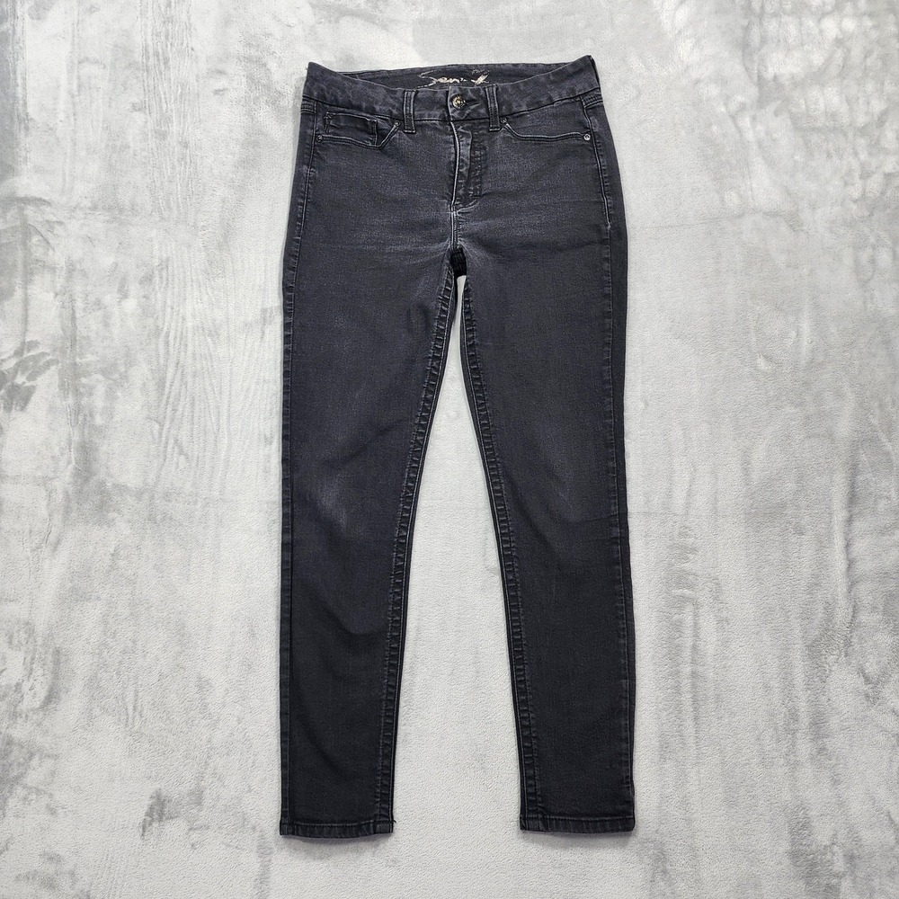 Seven7 Jeans Womens 10 Black Mid Rise‎ Skinny Slim Stretch Denim Charcoal Wash